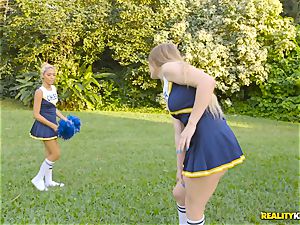 Amber Gray and Selena Sosa lezzy cheerleader fuck-fest