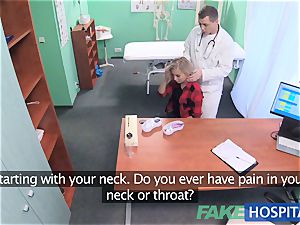 faux medical center small ash-blonde deep throats a humungous cock