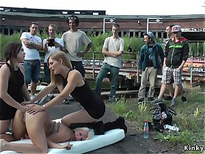 blond anal fisted and lashed outdoor